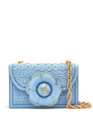 Чанта за ръка на цветя Oscar De La Renta синьо