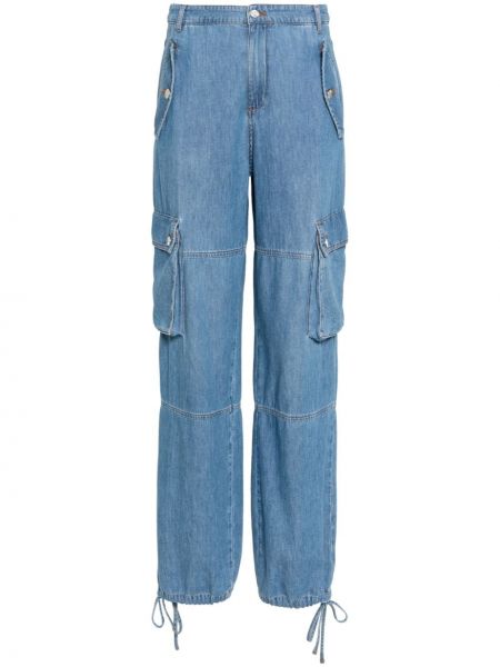 Puuvillased sirged teksapüksid Moschino Jeans sinine