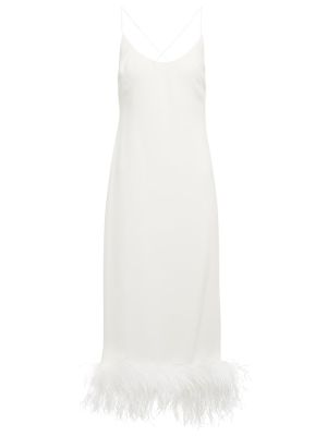 Sukienka midi w piórka Miu Miu biała