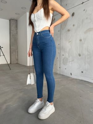 Jeansy z wysoką talią Bi̇keli̇fe niebieskie