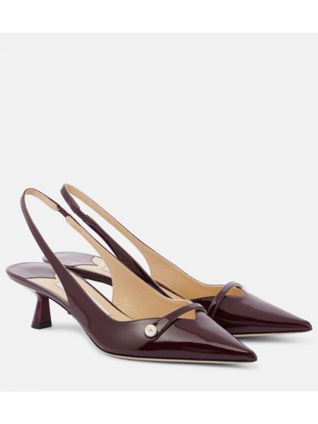 Slingback lakkskinn lær stropper pumper Jimmy Choo burgund