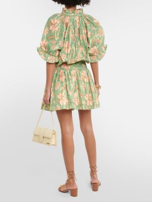 Pamučna haljina s cvjetnim printom Juliet Dunn zelena