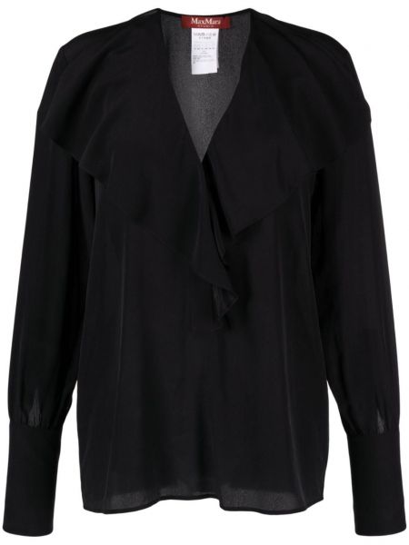 Копринена блуза с волани 's Max Mara черно
