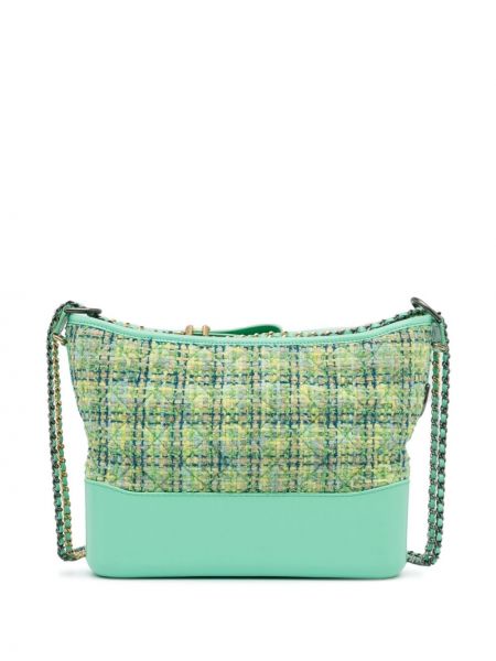 Tvídová taška přes rameno Chanel Pre-owned zelená