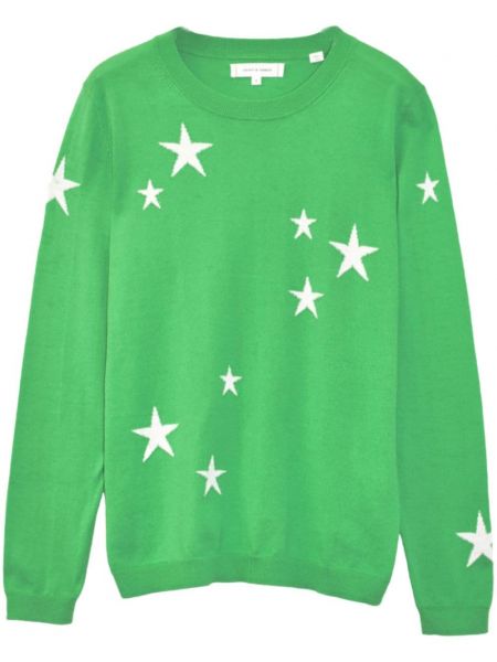 Raštuotas ilgas megztinis apvaliu kaklu su žvaigždės raštu Chinti & Parker žalia
