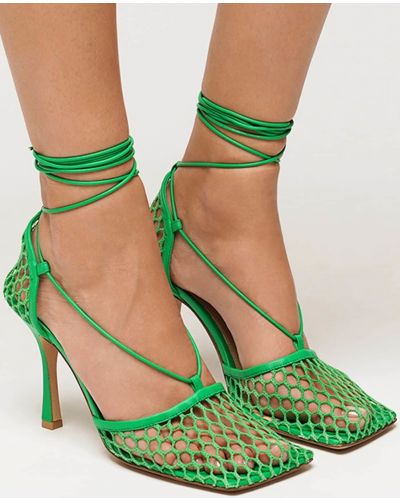 Мрежести кожени полуотворени обувки Bottega Veneta