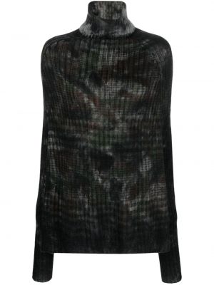 Vlnený sveter s potlačou s abstraktným vzorom Faliero Sarti čierna