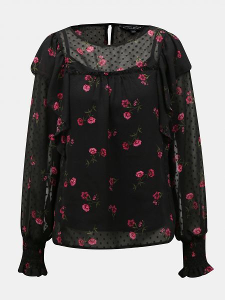 Bluza s cvjetnim printom Dorothy Perkins crna