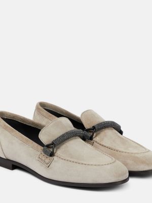Semišové loafers Brunello Cucinelli hnědé