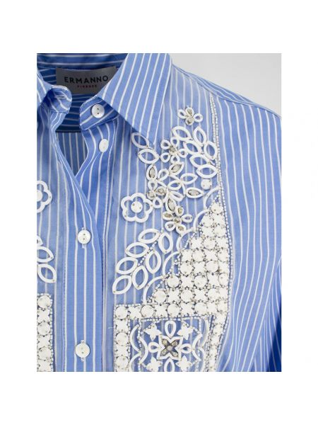 Vestido de algodón a rayas Ermanno Scervino azul