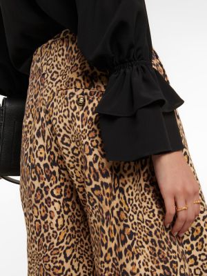 Pantaloni scurți din denim cu imagine cu model leopard Etro