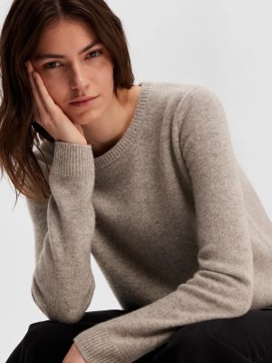 Меланжов пуловер Selected Femme сиво