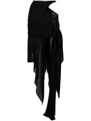Fustă mini asimetrică drapată Mugler negru