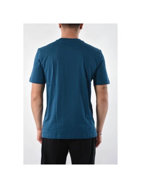 Camiseta de algodón de cuello redondo Hugo Boss azul