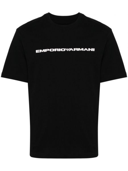 Pamučna majica s printom Emporio Armani plava