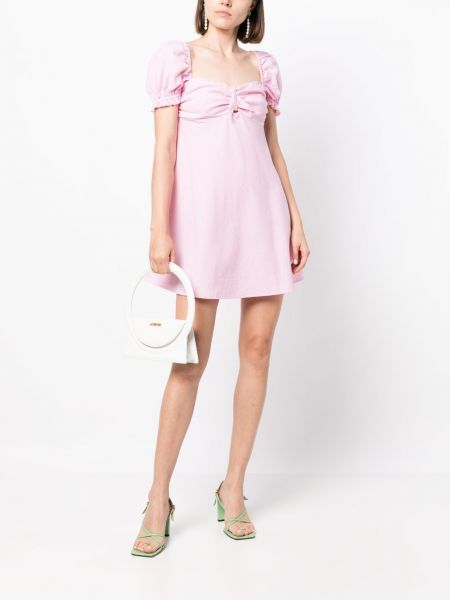 Sukienka mini w kratkę z nadrukiem Stefania Vaidani różowa