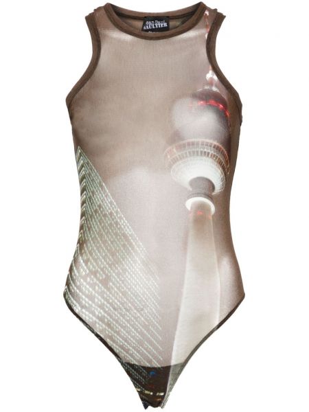 Body transparente plasă Jean Paul Gaultier maro