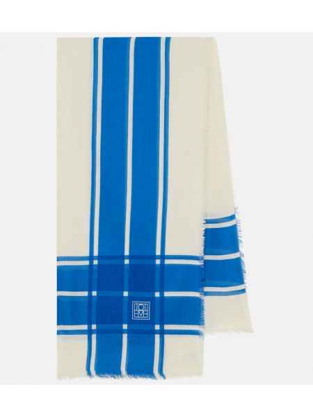Sciarpa di lana di seta con stampa Toteme blu