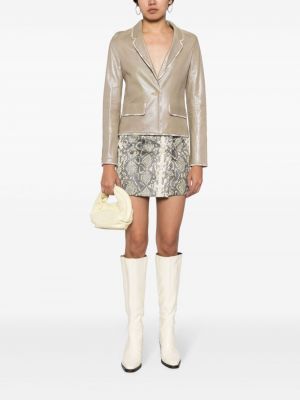 Tweed leder blazer Chanel Pre-owned beige