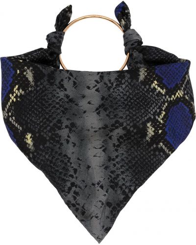 Bufanda de cuero de estampado de serpiente Versace azul