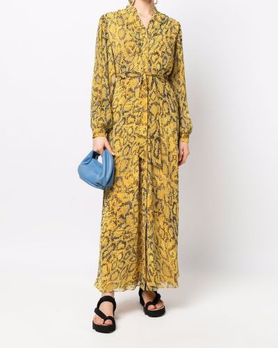 Sukienka długa z nadrukiem w wężowy wzór Dvf Diane Von Furstenberg żółta