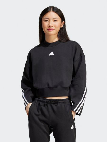 Bluză cu dungi cu croială lejeră Adidas negru