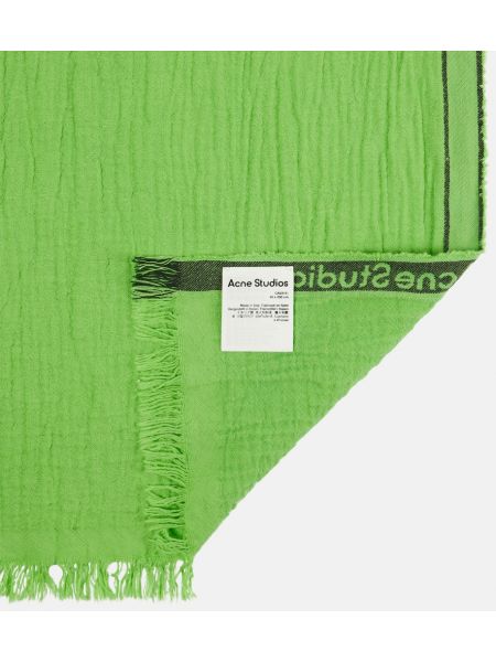 Памучен ленен шал Acne Studios зелено