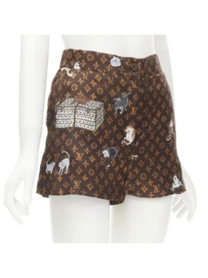 Pantalones cortos de seda Louis Vuitton Vintage marrón