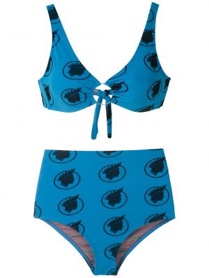 High waist bikini mit print Amir Slama blau