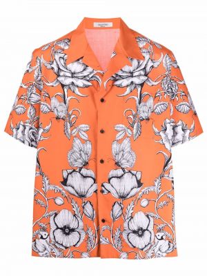 Camisa de flores con estampado Valentino naranja