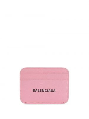 Kožni novčanik s printom Balenciaga ružičasta