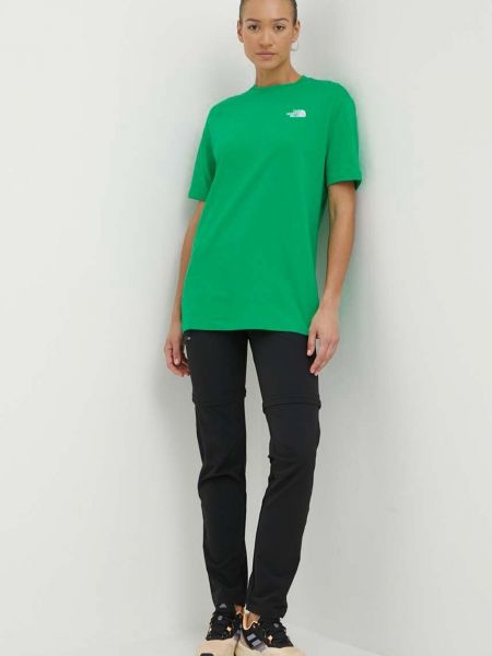 Pamučna majica oversized The North Face zelena