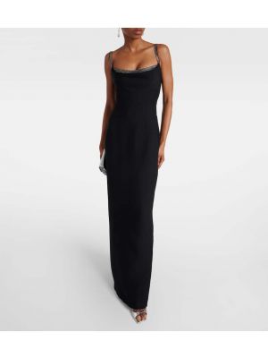 Jedwabna sukienka długa wełniana Roland Mouret czarna