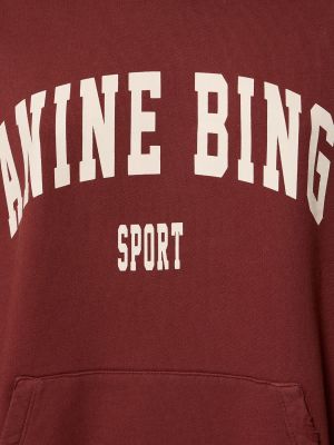 Bluza z kapturem bawełniana Anine Bing bordowa