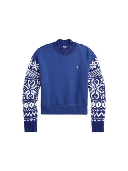 Sweter z nadrukiem Ralph Lauren niebieski