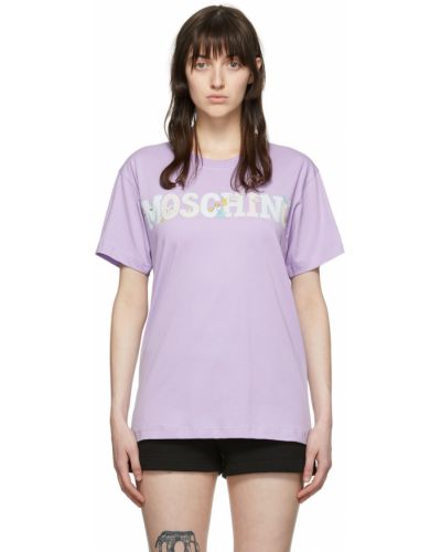 Бавовняна футболка Moschino, фіолетова