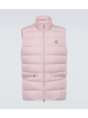 Péřová kožená vesta Moncler růžová