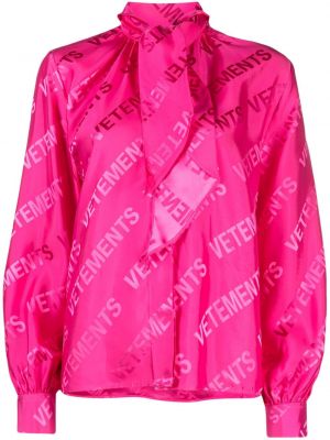 Жакардова риза Vetements розово