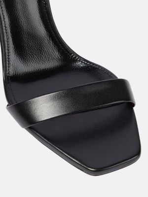 Sandalias de cuero de ámbar Saint Laurent negro