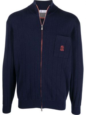 Cashmere strikkegenser med glidelås Brunello Cucinelli blå