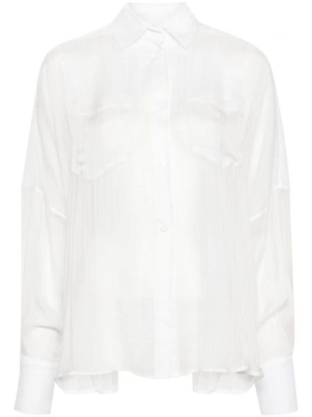 Копринена дълга риза Rev бяло