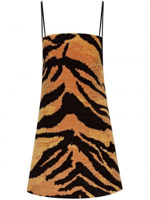Obleka iz žakarda s tigrastim vzorcem Oscar De La Renta rjava