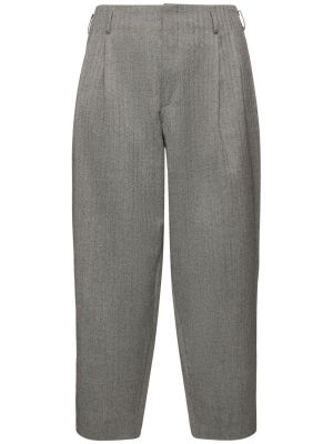 Plisované vlněné kalhoty Comme Des Garçons šedé