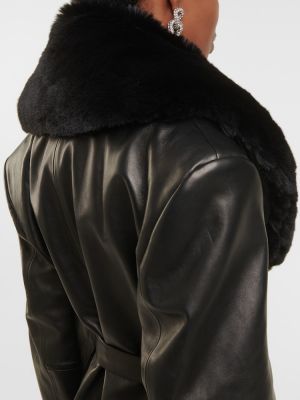 Manteau de fourrure en cuir Magda Butrym noir