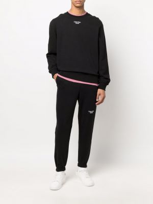 Kokvilnas treniņtērpa bikses ar apdruku Calvin Klein Jeans melns