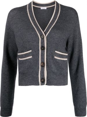 Cardigan en tricot à col v Brunello Cucinelli gris