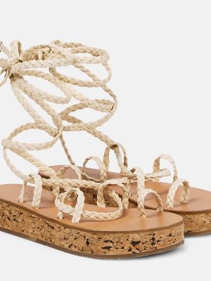 Iš natūralios odos sandalai su platforma Ancient Greek Sandals smėlinė