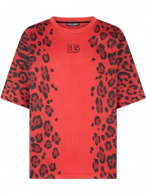 Oversized majica s potiskom z leopardjim vzorcem Dolce & Gabbana