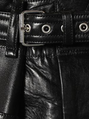 Kožené kraťasy s vysokým pasem Isabel Marant černé