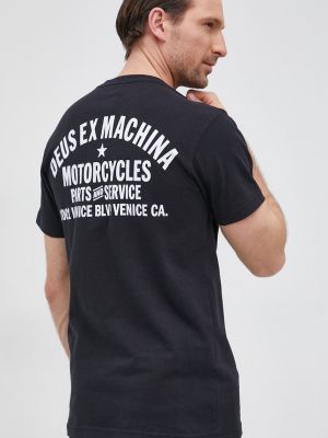 Памучна тениска с дълъг ръкав с принт Deus Ex Machina черно
